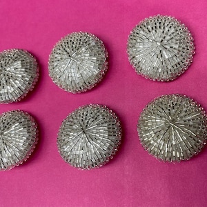 Gorgeous beaded silver Buttons. Sold by 6 or 12 pieces button. Silver Buttons, Fancy Buttons,Jewelry Making.