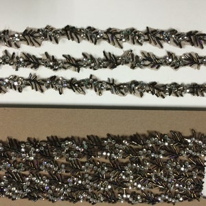 Brown AB rhinestone Beaded trim. Sold by the yard.Narrow Trims, Trims, Beaded Trims, Doll Trims, Costumes, Home Decor.