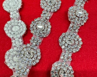 Rhinestone Trim. Bridal Trim, Bridal Belt, Crystal Rhinestone Trimmings, Sew-On Rhinestone, Rhinestone Appliqué. Sold by the Yard.