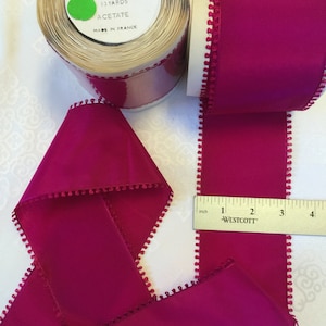 Vintage Picot Edge Rayon. Sold by the Roll of 10 Yards. Picot Edge,Picot Trim. Made in France.3 Inches Wide. Fuchsia .