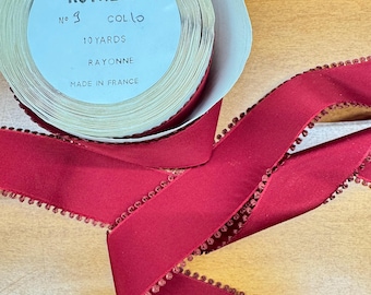 French Ribbon. Picot Taffeta Ribbon. Made in France. Sold by the yard.No 9. Hat Ribbon. Royalty Picot