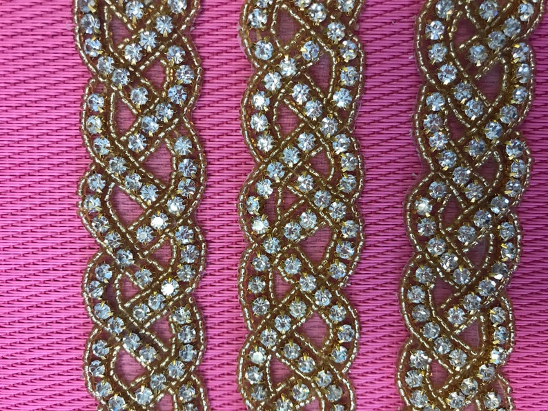 Gold Rhinestone Beaded Trim. 34 Inches Long. Bridal Etsy