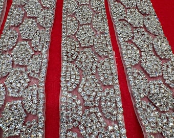 Rhinestone Crystal Trim. Sold by the Yard. Wedding Dress Sash, Bridal Headband.