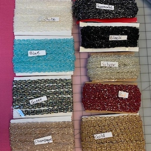 Narrow Beaded Trims. Sold by the yard. Embellishment, Costume Accessories, Wedding Decorations,Trimmings, Bag Embellishment.