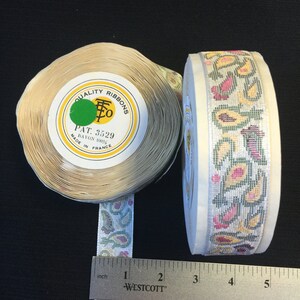 Vintage 1960’s ,French Ribbons,Paisley Woven Ribbon, Jacquard Ribbons,  Millinery. Sold by the Yard.