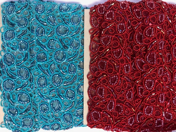 Turquoise or Red Beaded Trim. Beaded Trims.beaded Trims  display picture 2