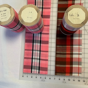 Gorgeous Vintage Plaid taffeta ribbon from France. Sold by the Yard.