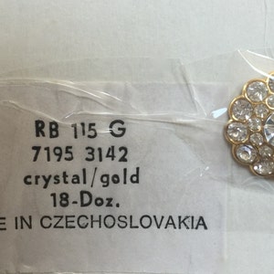 12 Vintage Colour Crystal Gold Rhinestone Buttons.Made in Czech Czechoslovakia.Rhinestone,Gold Buttons,Czech Buttons,Rhinestone Buttons. image 2