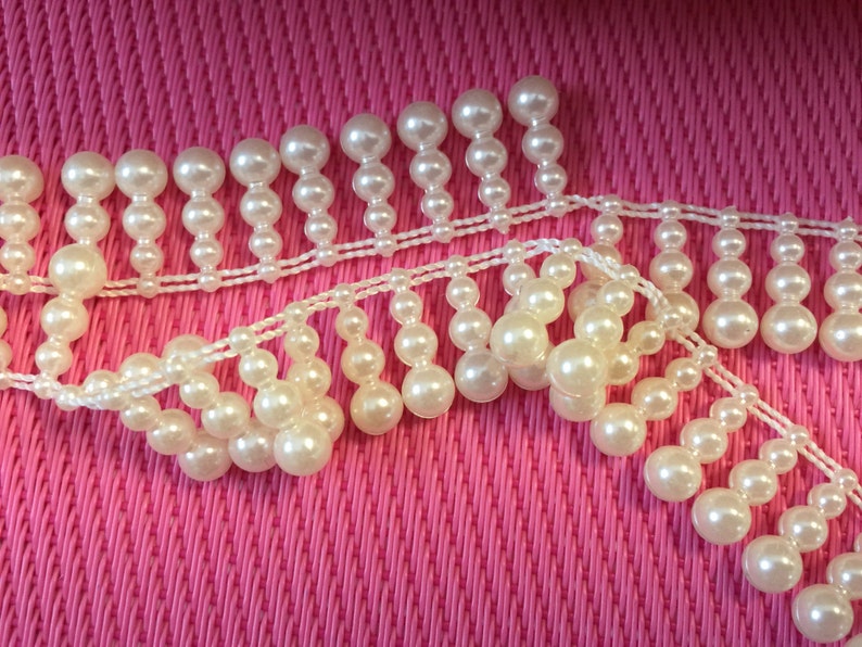Pearls on roll vintage pearls pearls strands Continuous pearls Vintage Shiny Textured Pearls 36 Yards of Vintage Woven Edge Pearls