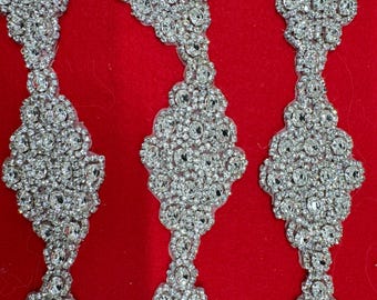 Rhinestone Trims. Motif,Bridal Belts, Embellishments,Rhinestone Appliqués, Sold by the yard.
