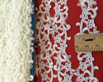 Venice Lace Bridal Wedding Appliqués. Sold by the yard. White Lace, White Appliqués.