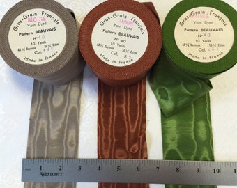 Cinta de moaré de grosgrain. Rayón/Algodón. Cintas de muaré, muaré, cinta de grosgrain. Fabricado en Francia. Se vende cortado a medida.