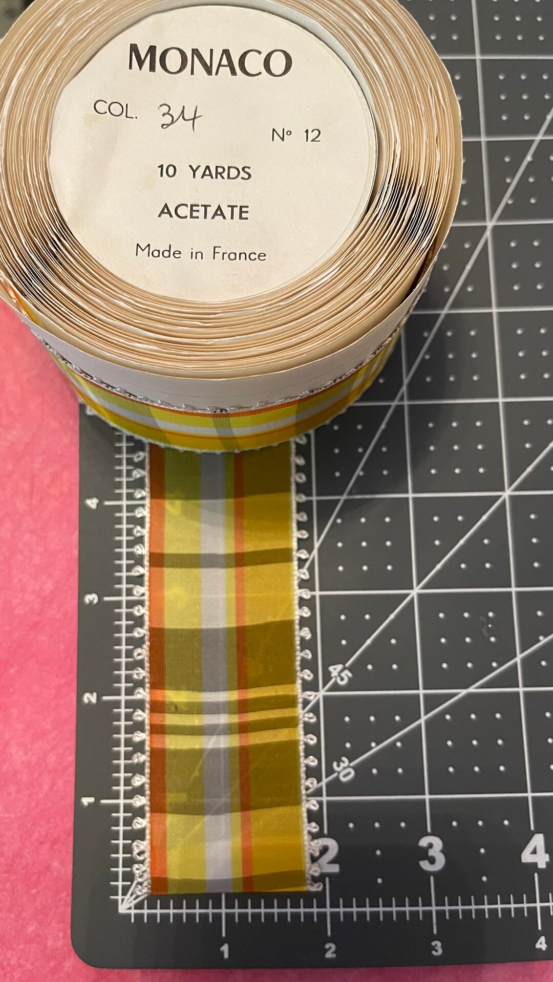 Gorgeous Vintage French Ribbon.picot Plaid Taffeta Ribbon. Made in ...