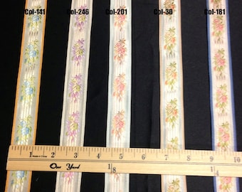 French Vintage Floral Ribbon Collection 100% Rayon  Made in France. Length: 10 yards roll