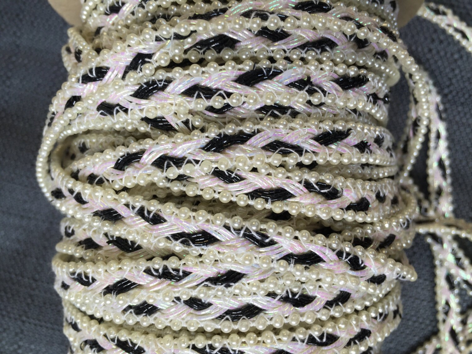Beaded Pearl Trim and Ribbon, Border Trims,narrow Beaded Ribbons,by the ...