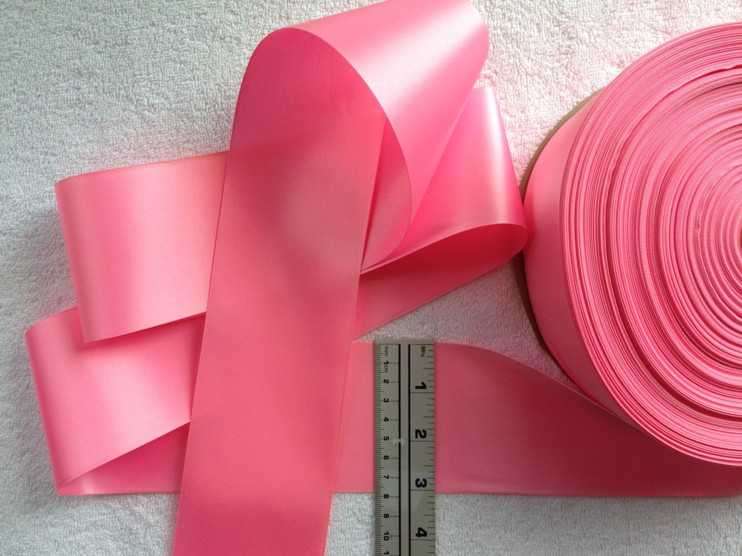 10 Meters Pink Satin Ribbon, Double Sided Ribbon, Silky Ribbon