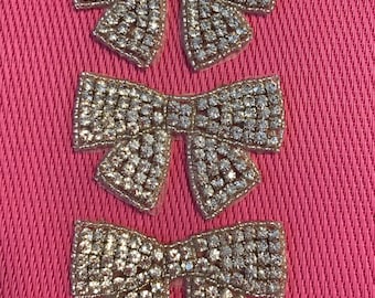 Rhinestone Appliqué 3 piece. Appliqué Bridal Accessories Crystal Trim Rhinestone Beaded Appliqué Wedding Dress Sash Belt