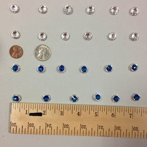 12 Czech Rhinestone Buttons. Made in Czech Republic. BLUE OR CRYSTAL image 1