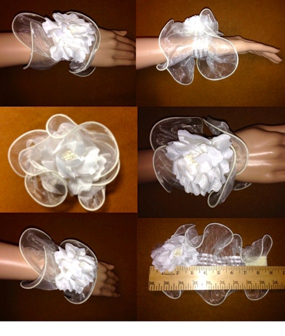 Corsage - Antique Organza Roses Wedding or Prom C… - image 8