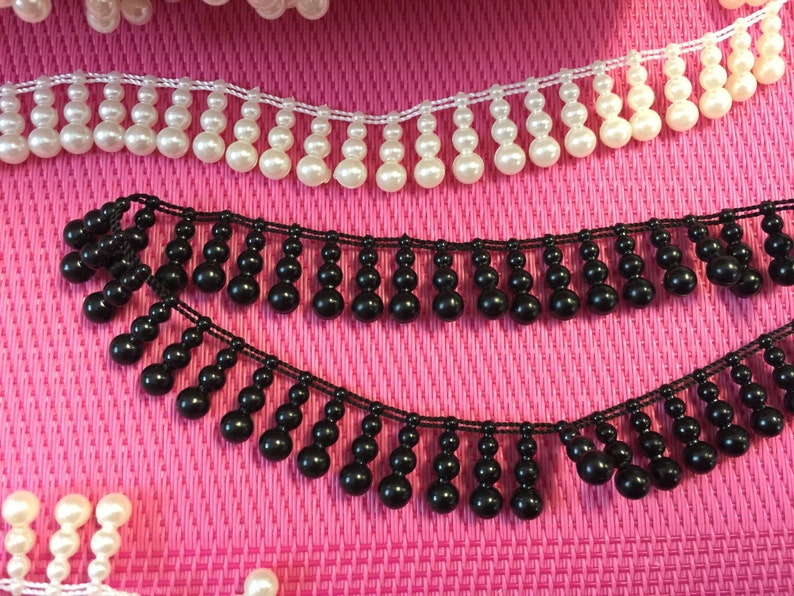 Pearls on roll vintage pearls pearls strands Continuous pearls Vintage Shiny Textured Pearls 36 Yards of Vintage Woven Edge Pearls