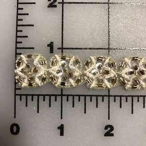 67 Inches Long Beaded Sequins Trim. 7/8 Wide, Ivory with Gold Beads.