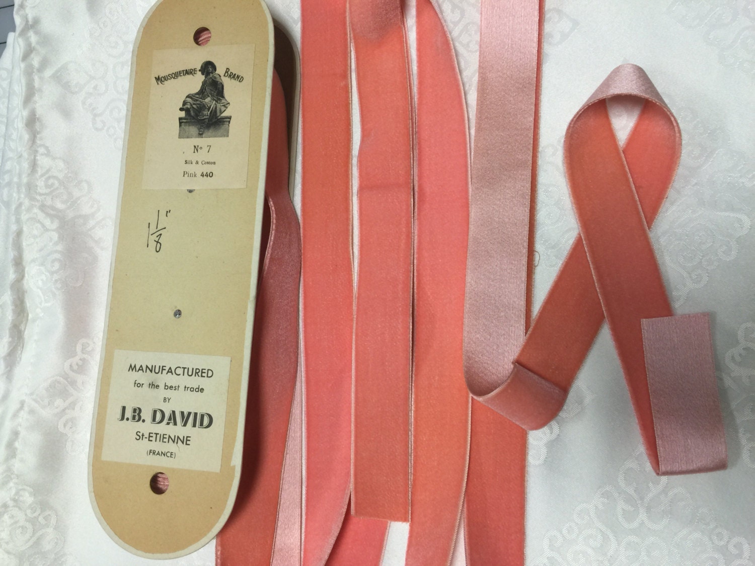 Mousquetaire Brand, Velvet Ribbons, Silk Cotton Ribbons, Pink