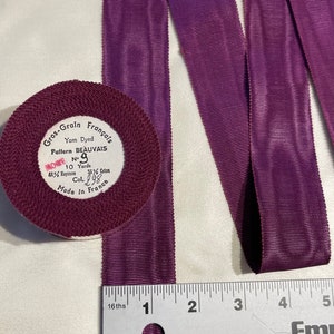 Antique Moire Gros Grain Ribbon. Petersham, Hatband, Millinery, Belting Ribbon,Pattern Beauvais. French Moire. Sold by the yard. No9