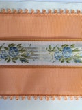 French Vintage Floral Ribbon with Picot Edge - Made in France - 4 Yards