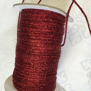Red 144 Yards of Vintage Red Metallic Cord. Made in Japan. Sold by the Roll.Metallic Cords,Japanese Cords,Decoration Cords, Metallic Cords.
