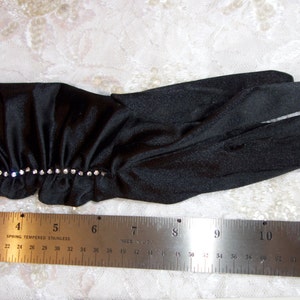 Exquisite  Long Ladies Black Satin Gloves