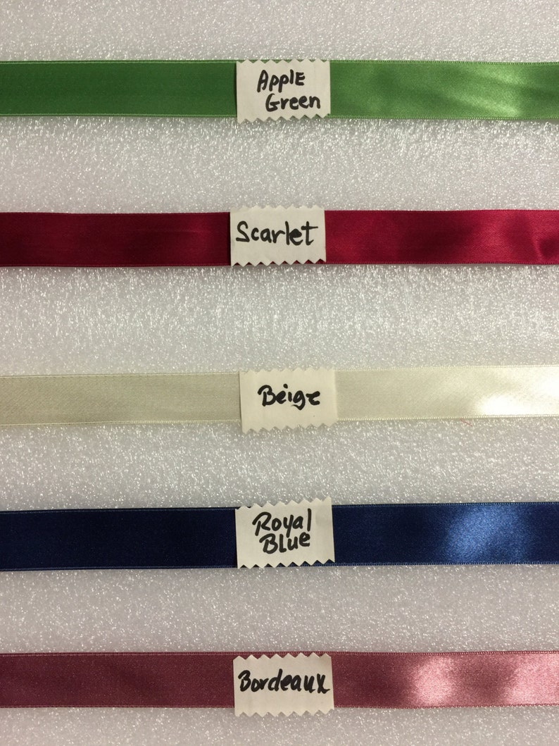 Vintage Ribbons.10 Yards of Double Faced Satin Ribbons, 7/8” Wide, Made in Taiwan. image 2