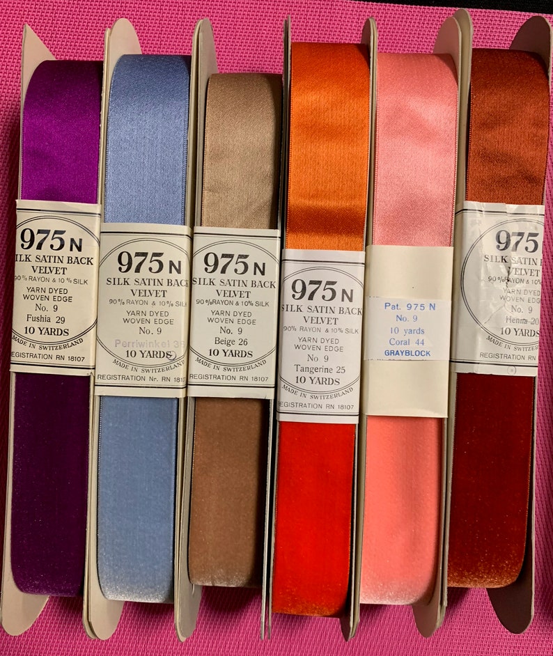 975.no.9 Ribbons, Swiss Ribbon,velvet Ribbon.made in Switzerland.silk ...