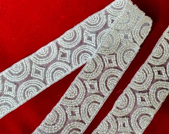 Beaded Trim. Col. Silver. Sold by the Yard. Costume, Trimmings.