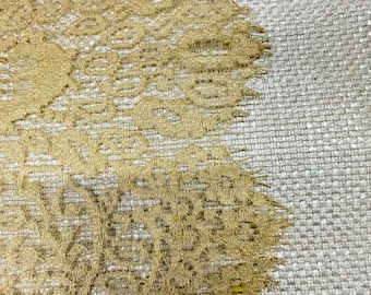 Gold Metallic Chantilly Lace. Metallic lace scallop edging eyelash Lace.Sold by 4 yards