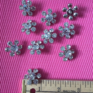 12 Czech Rhinestone Buttons. Made in Czech Republic. 1 inch Wide.Craft Supplies,  Vintage Buttons, Crystal Buttons, Glass Buttons