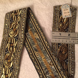 Heavy Vintage Metallic Ribbon. Made in W.Germany. Sold by the yard.Metallic Braid,Metal Trims, Metallic Ribbons,Metallic Brocade.