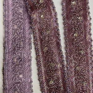Gorgeous Rhinestone Beaded Sequins Trim. Rhinestone Trim, Beaded Sequins Trims. 36 inches long . Col.Lilac