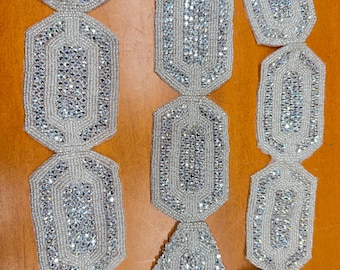 White Rhinestone Trims, Sold by the yard. Bridal Trimmings,Crystals Trims. Rhinestone Bridal Embellishments,Rhinestone Belt.