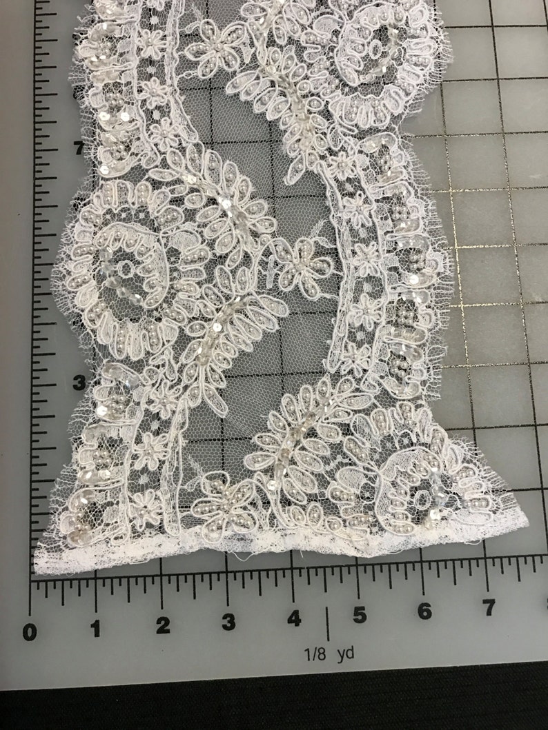 Made in France Sold by Yards. Vintage FrenchLace.White Lace Trim for Bridal Veil Lace Trim