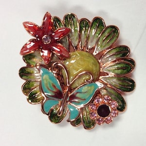 Floral Rose Gold  Brooch, Made in Czech Republic.