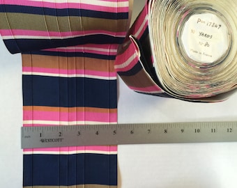 Gestreiftes Vintage-Grosgrainband: 12,7 cm breit, hergestellt in Frankreich