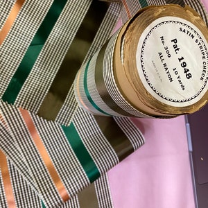 Gorgeous Rayon Satin Stripe Vintage Ribbon. Made in USA. Sold by the yard.