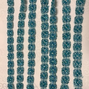 Sold By the Yard Beaded Sequins Turquoise Trim.