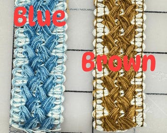 Vintage Upholstery Trim.Brown or Blue. French Passementerie, Sold by the yard - Home decor trimmings
