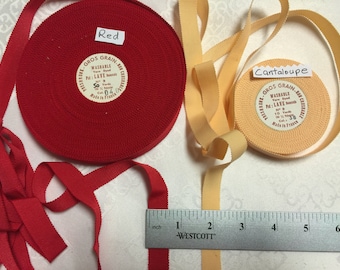 Vintage Grosgrain Ribbon.Millinery Grosgrain,Grosgrain Ribbon. Sold by 10 yard .Red or Cantaloupe.