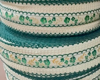 Vintage Floral Brocade Ribbons. Yellow,Green and Ivory Ribbon.Sold by the yard.