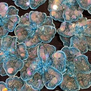 Turquoise AB  Sequin Flower. Appliqué Patch, Appliqué. Sold individually. DIY Project. 3 Inches