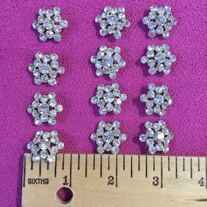 12 Czech Rhinestone Buttons. Made in Czech Republic.