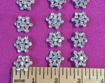 12 Czech Rhinestone Buttons. Made in Czech Republic.