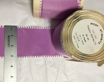 Vintage Picot Edge Rayon. Sold by the Spool of 10 Yards.Picot Edge Rayon,Picot Trim. Made in France.3 Inches Wide. Lilac